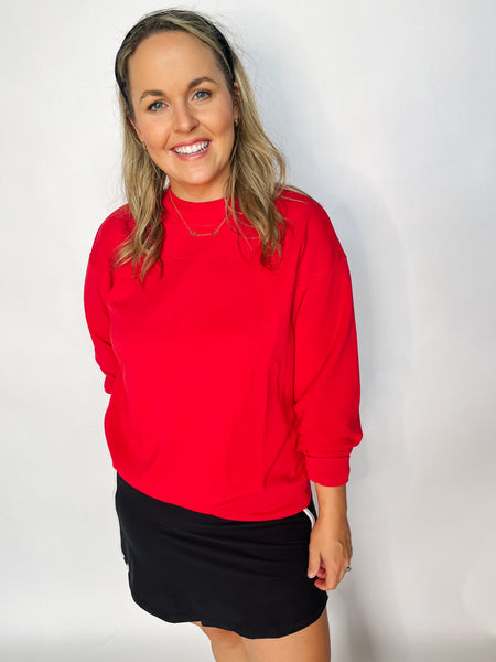 Modal Scuba Mock Neck Pullover- Red-K. Ellis Boutique