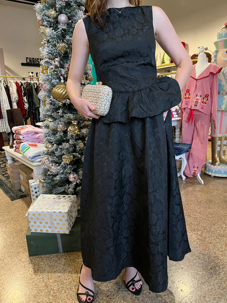 Sincerely Ours Black Brocade Skirt-K. Ellis Boutique