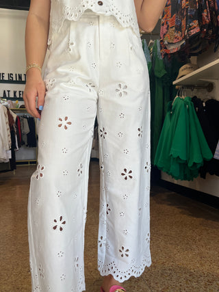 Caitlyn Eyelet Embroidered Set- Off White-K. Ellis Boutique