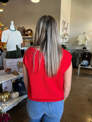 Red Hot Sweater Top-Short Sleeve Top-K. Ellis Boutique