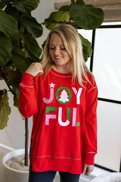 Joyful Sweatshirt - Red-K. Ellis Boutique