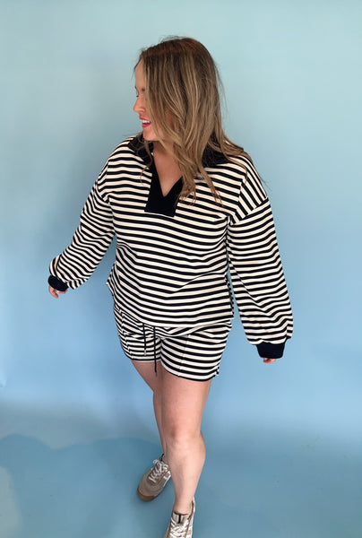 Tiffany Striped Contrast Set- Black-K. Ellis Boutique