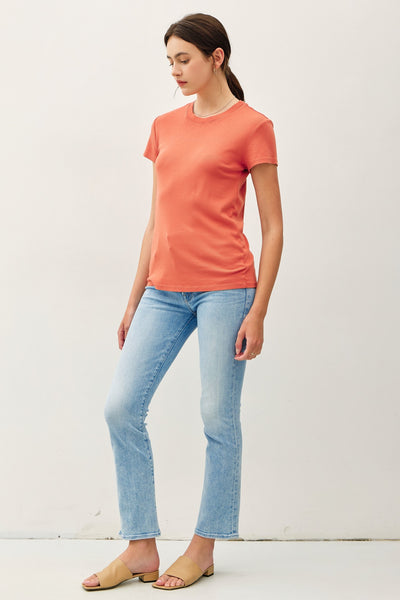 CLASSIC COTTON BLEND CREWNECK TOP- PERISMMON-K. Ellis Boutique