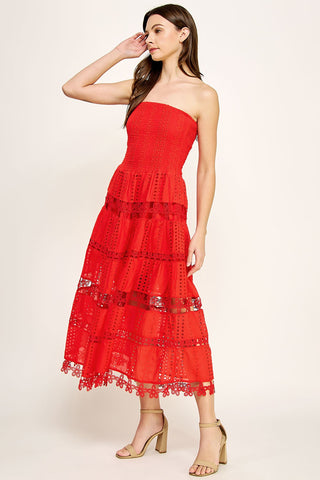 Becca Tube Dress- Red-Midi/Maxi Dress-K. Ellis Boutique