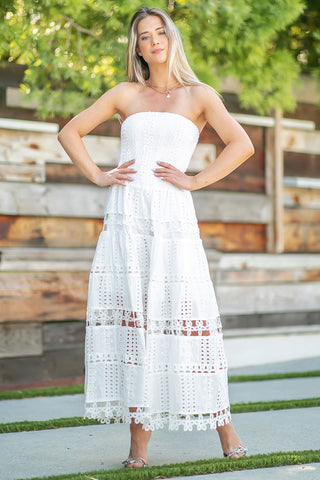 Becca Tube Dress- White-Midi/Maxi Dress-K. Ellis Boutique