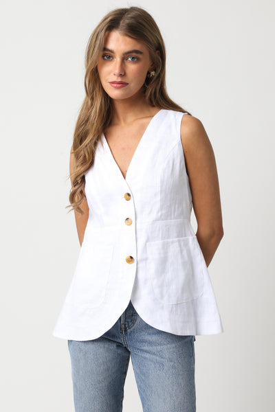 Linen Top - White-K. Ellis Boutique