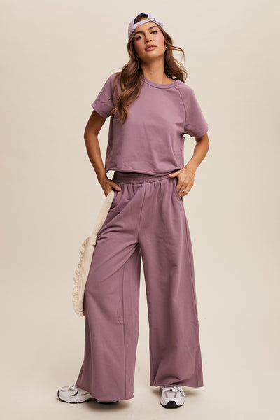 Tee and Wide Leg Pants Set- Mauve-K. Ellis Boutique