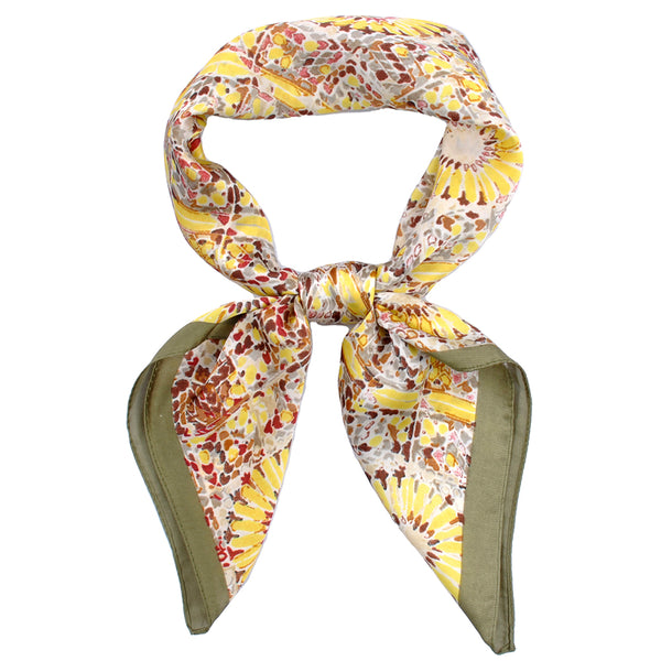 Multi Pattern Silky Neck Scarf - Olive/Yellow Combo-K. Ellis Boutique