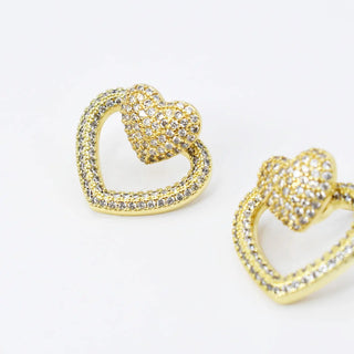 Open Heart Gold Stud-Earrings-K. Ellis Boutique