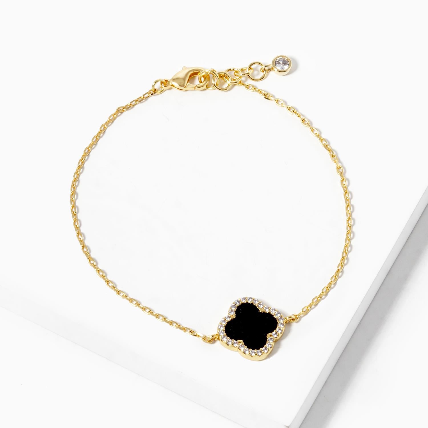 Gold Dipped Flower Bracelet - Black/Gold-K. Ellis Boutique