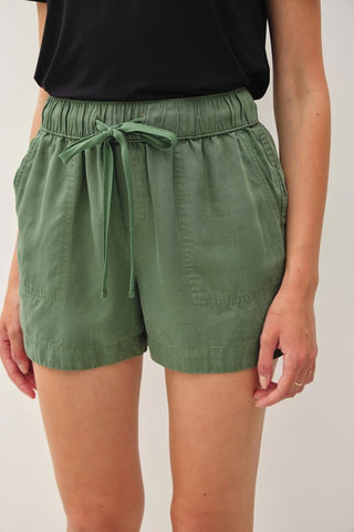 High Rise Pull On Tencel Short- Pine-Shorts & SKirts-K. Ellis Boutique