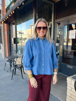 Dailee Denim Top-Short Sleeve Top-K. Ellis Boutique