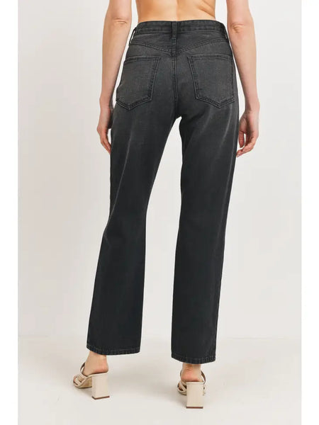 Just Black Denim High Rise Long Straight Jean - Washed Black-K. Ellis Boutique