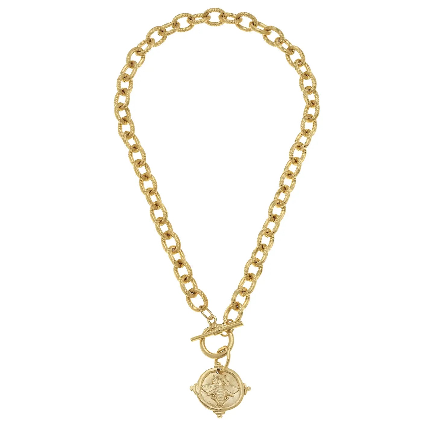 Susan Shaw- Handcast Gold Intaglio Bee Toggle Necklace-K. Ellis Boutique