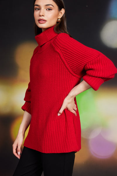 Turtleneck Sweater- Red-K. Ellis Boutique