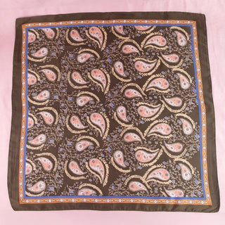 Paisley Floral Print Satin Square Scarf: WH-Other Accessories-K. Ellis Boutique