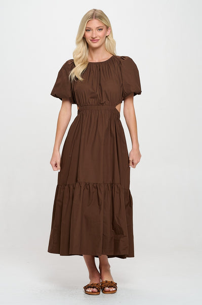 Brown Poplin Maxi Dress-K. Ellis Boutique