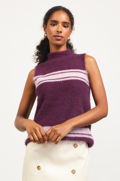 Mock Neck Sweater Vest- Plum/Pink-K. Ellis Boutique