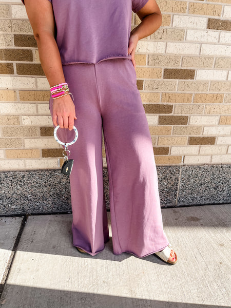 Tee and Wide Leg Pants Set- Mauve-K. Ellis Boutique