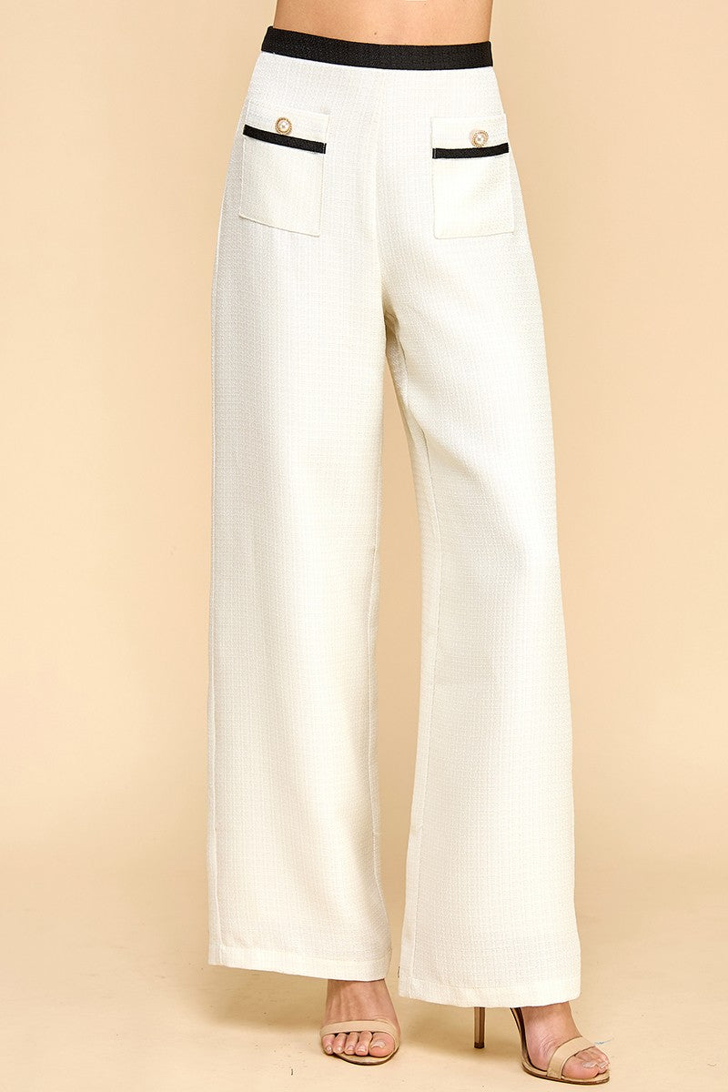 White Tweed Wide-Leg Pants-K. Ellis Boutique