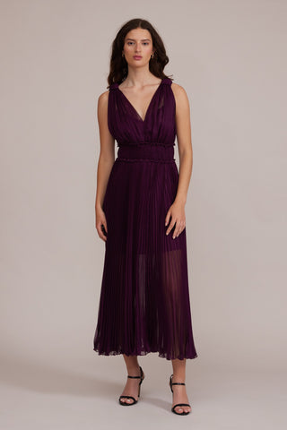 Libby Smocked Dress- Plum- Lucy Paris-Midi-K. Ellis Boutique