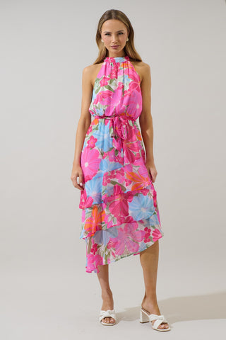 Calista Ruffle Midi Dress- Floral-Midi-K. Ellis Boutique