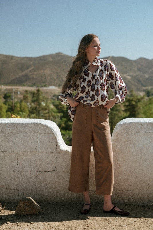 Suede Wide Leg Pants- Brown-K. Ellis Boutique