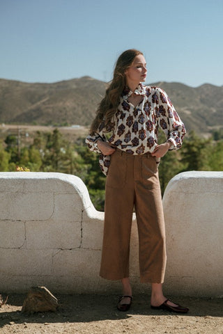 Suede Wide Leg Pants- Brown-K. Ellis Boutique