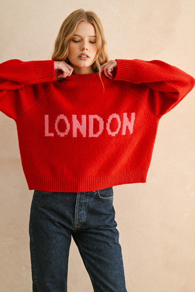 London Sweater- Pink+Red-K. Ellis Boutique