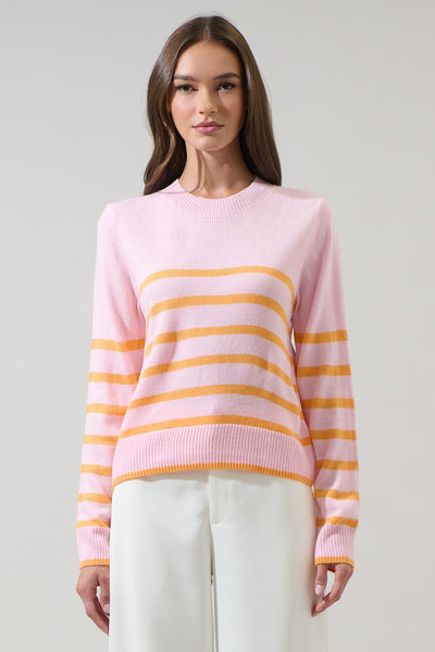 Chantilly Striped Cropped Sweater- Pink-K. Ellis Boutique