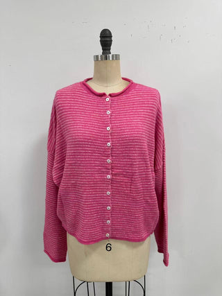Piper Cardigan- Mini Stripe Cherry Red-Cardigans-K. Ellis Boutique
