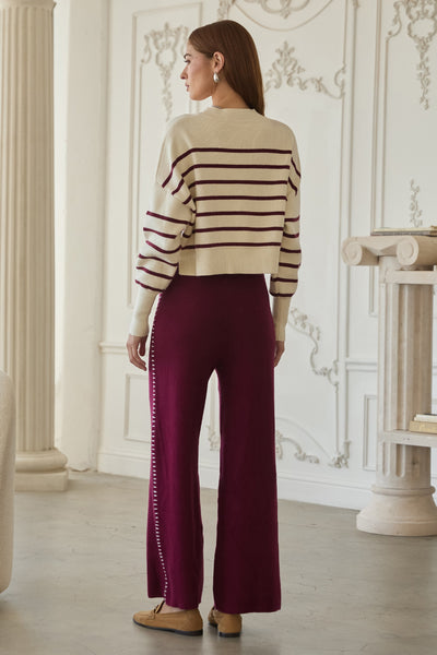 Bridgett Burgundy and Cream Sweater-K. Ellis Boutique