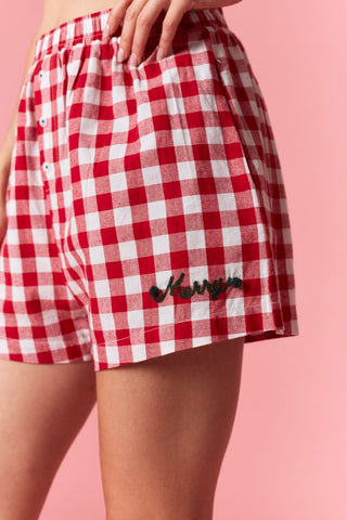 Merry Gingham Shorts- Red-Shorts & SKirts-K. Ellis Boutique