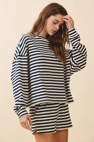 Brittany Navy Stripe Short Set-Set-K. Ellis Boutique