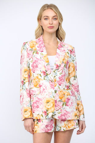 Bonnie Floral Blazer- Pink Multi-Jacket-K. Ellis Boutique