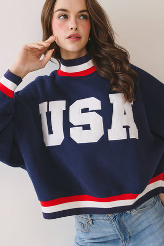 USA Sweater- navy-Sweatshirt-K. Ellis Boutique