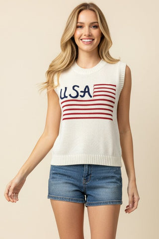 American Flag Graphic Sweater Top-Short Sleeve Top-K. Ellis Boutique