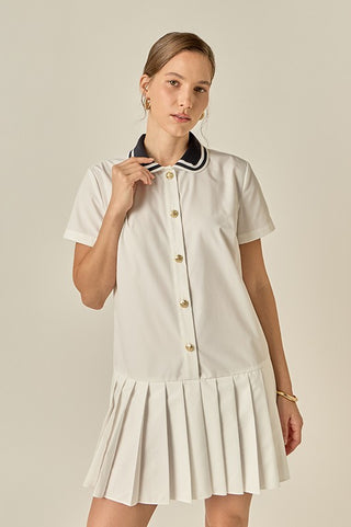 Sailing Days Pleated mini Dress- English Factory-Mini Dress-K. Ellis Boutique
