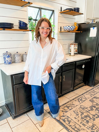 Reese Oversized Button Down- White-K. Ellis Boutique