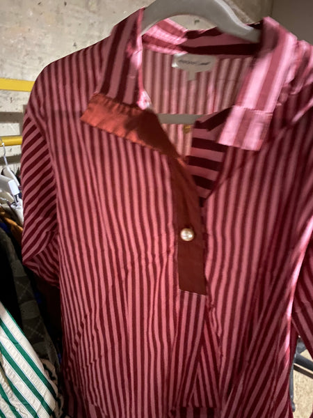 Cotton Collared Striped Top- Pink & Red-K. Ellis Boutique