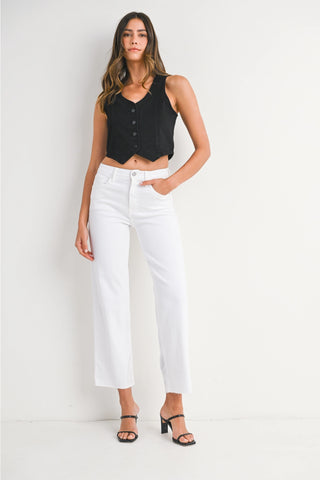 White Straight Leg Cropped Pants – Classic High Rise Trouser (Just Black Denim)-JBD Denim-K. Ellis Boutique