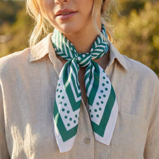 Polka Dot Concentric Square Print Satin Scarf: GN-K. Ellis Boutique
