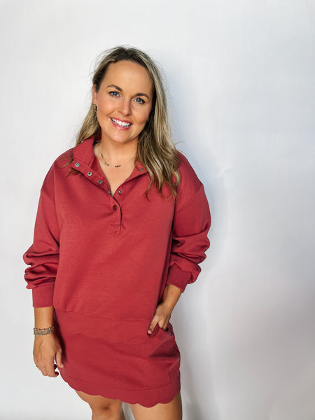 Scallop Henley Skirt Set- Rosewood-K. Ellis Boutique