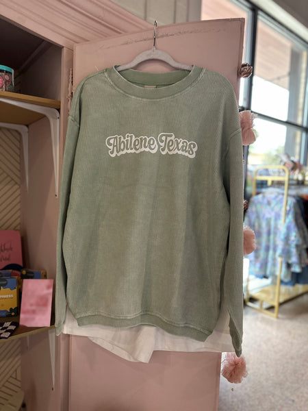 Abilene Corded Sweatshirt-Sage-K. Ellis Boutique