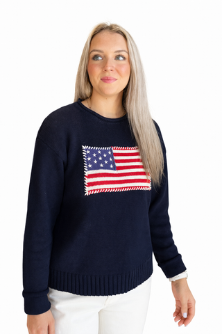 American Flag Sweater- Navy-K. Ellis Boutique