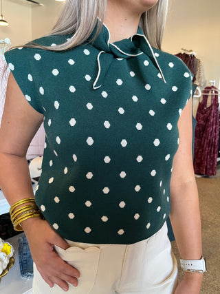 Charlotte Bow Sweater Top- Green-Short Sleeve Top-K. Ellis Boutique