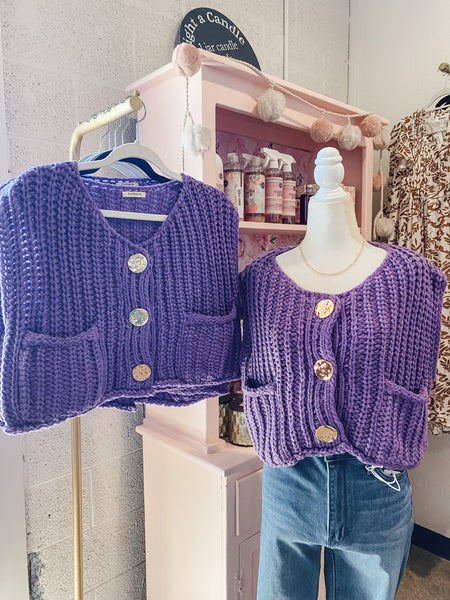 SOLID ROUND NECK SWEATER VEST- PURPLE-K. Ellis Boutique