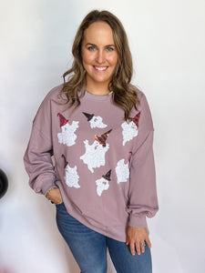 Dusty Lavender Sequin Ghost Pullover-K. Ellis Boutique