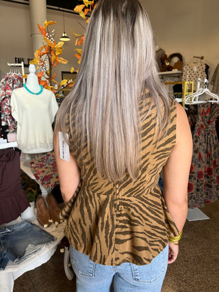 Sienna Zebra Peplum Top-Short Sleeve Top-K. Ellis Boutique