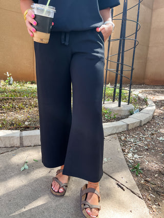 Scuba Luxe Short Sleeve Top- Black-Short Sleeve Top-K. Ellis Boutique